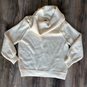 Free People Wool Blend Cowl Neck Sweater in Cream